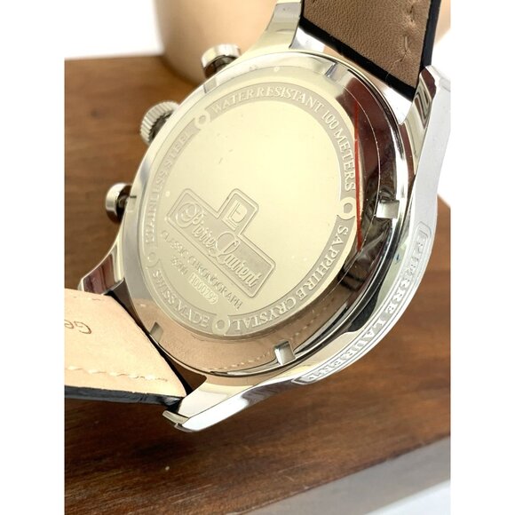 Pierre Laurent Men's Watch 28221 Chronograph Swiss Quartz Silver Dial Day Date - Picture 7 of 14